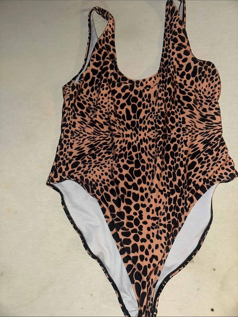 Womens Size 16 Leopard Print One-Piece Swimsuit - Brown and Black